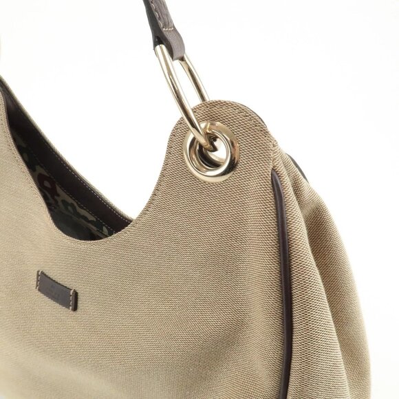 Authentic GUCCI Canvas Leather Shoulder Bag Beige Brown - Picture 4 of 16